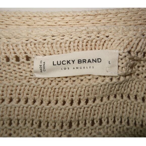 Lucky Brand Crochet Cardigan Boho Drop Shoulder Large - Picture 4 of 8